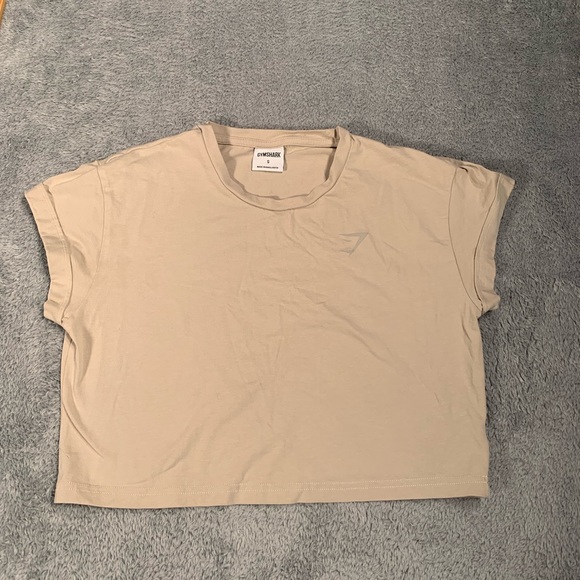 Gymshark Tops - Gymshark Tan Crop Top small tee